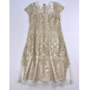 Rickie Freeman Teri Jon Embroidered Cocktail Fit & Flare Aline Dress